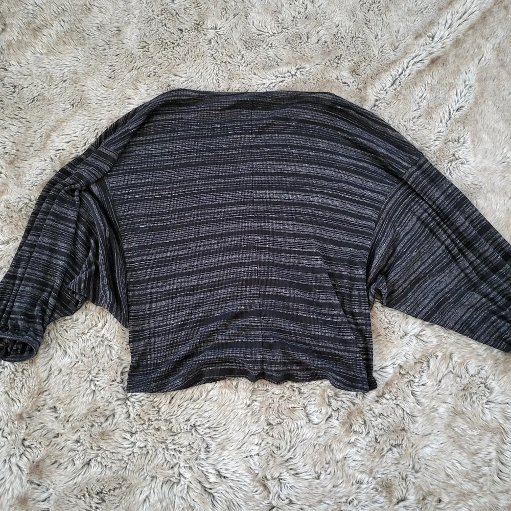 Express Keyhole Cut-out Bishop Sleeve Microstriped Sweater Size Small